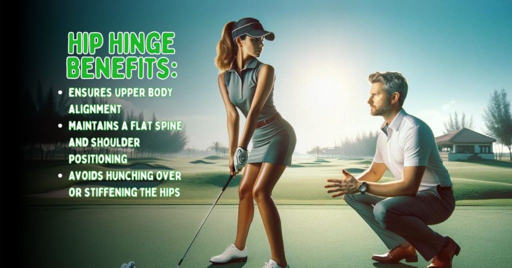 Female golfer learning about the benefits of a good hip hinge