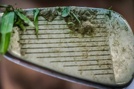 Looking at this clubface, this golfer needs to read our How to Clean Golf Clubs post