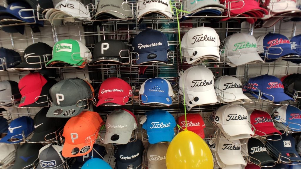 Wall of Golf Hats from Howard's Golf