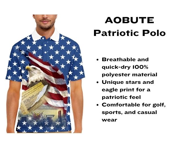 Mens 4th of July Shirts: 7 Best Picks for Patriotic Golf Attire in 2024 3 AOBUTE Patriotic Polo