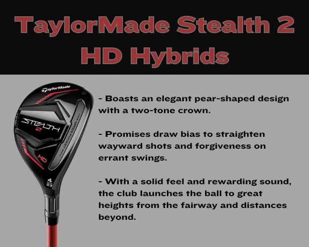 TaylorMade Stealth 2 HD Hybrids with bullet points