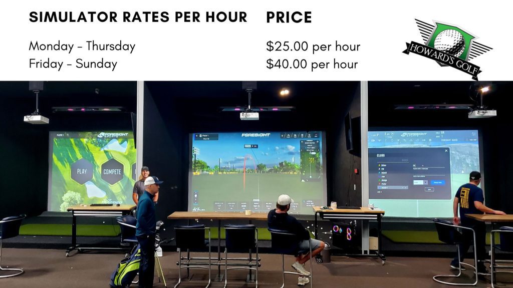 Howard's Golf 3 Simulator Bays with Golfers hitting balls